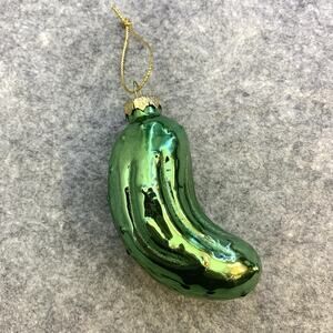 Pickle Christmas Ornament Mercury Glass Blown, 3” Gold Cap Pickle Ornament